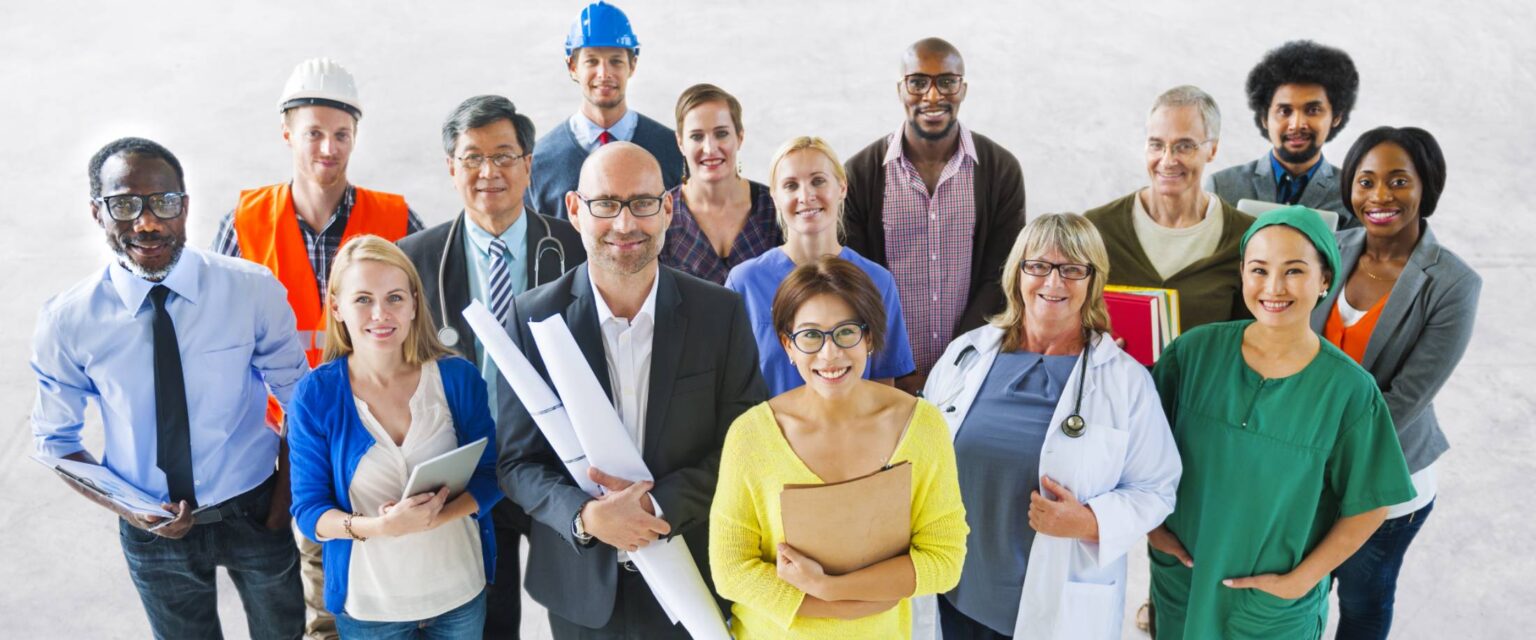 group of diverse working people smiling