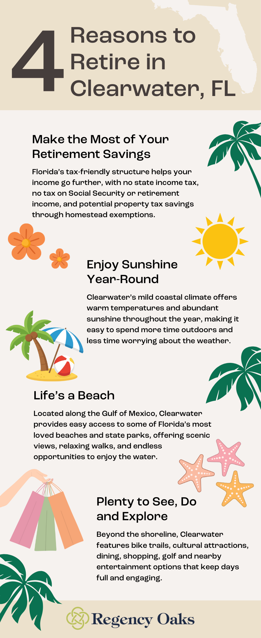 Reasons to retire in Clearwater, FL infographic
