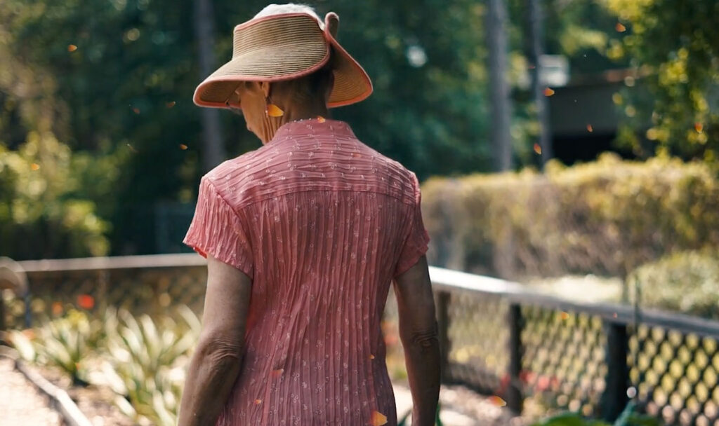 senior walking on a trail