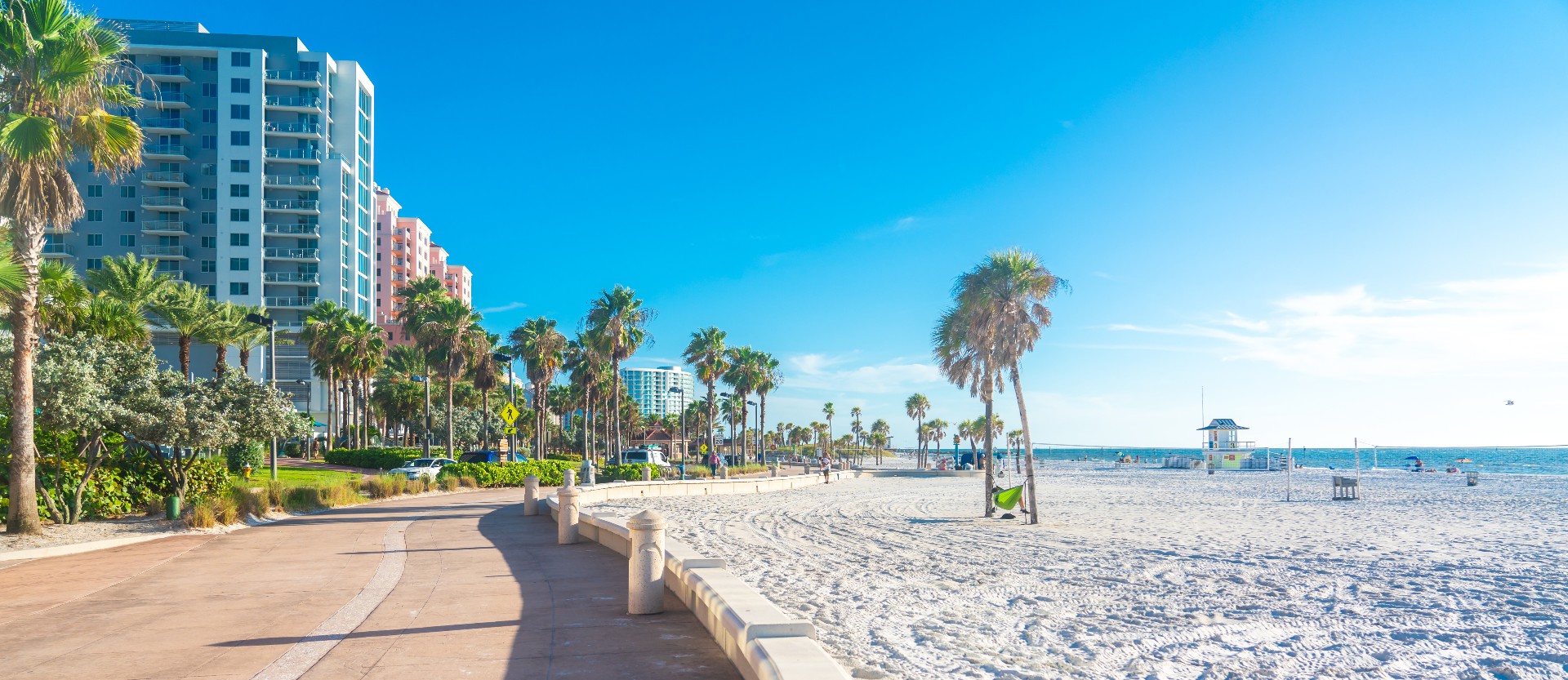 beach along clearwater florida on a sunny day